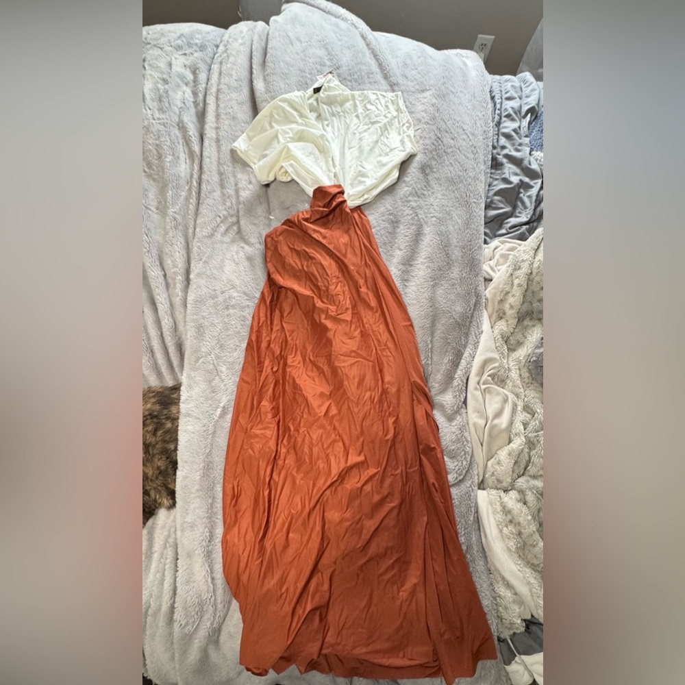Elegant Cream and Orange Women's Dress